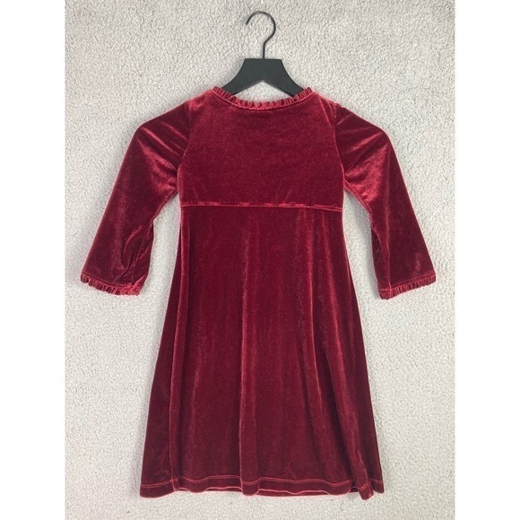 Girls Size 5 Red Suede Christmas Winter Dress Holiday Festive Fashion Maroon - Picture 4 of 9